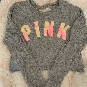 Pink Long Sleeved Crop Top - Medium
